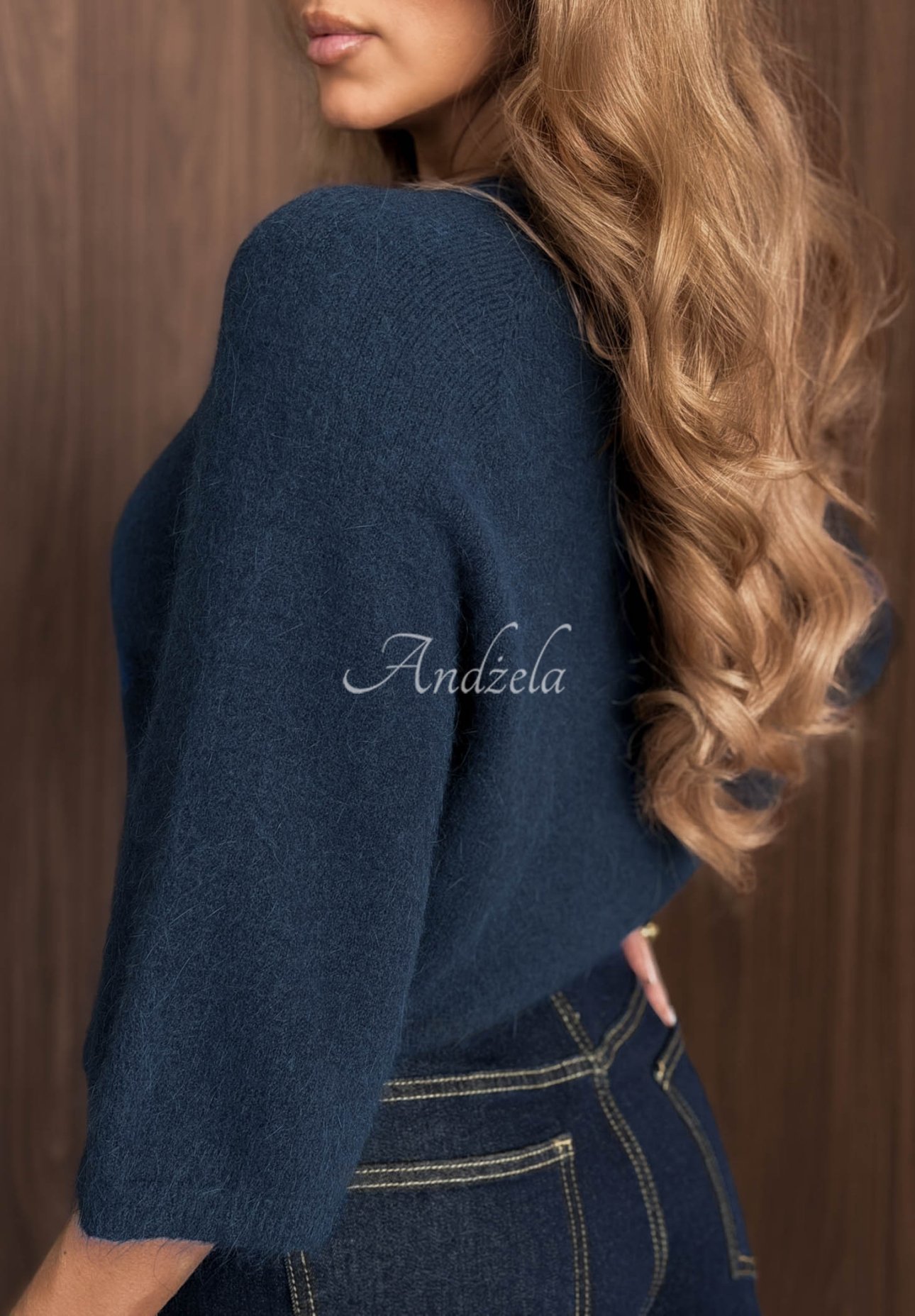 Soft Power Navy Blue Oversized Sweater with Wool and Cashmere