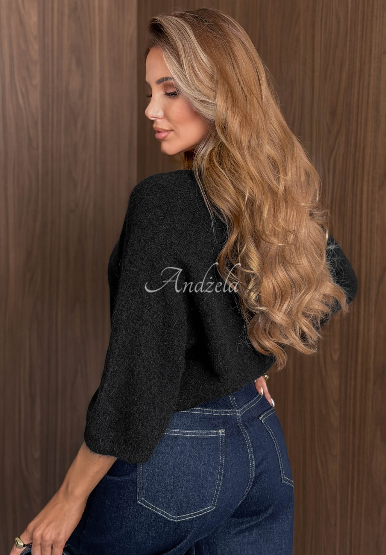 Soft Power Black Oversized Sweater with Wool and Cashmere