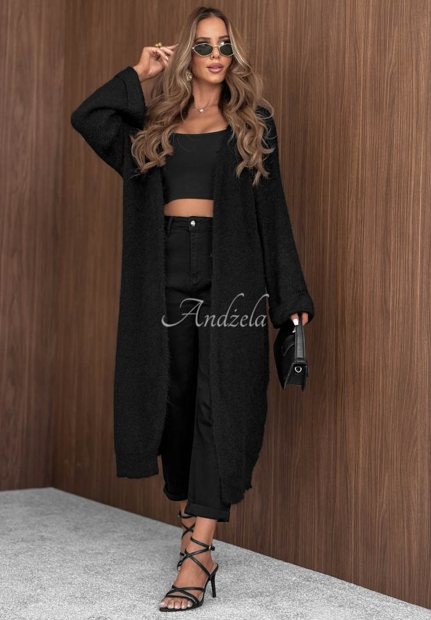 Cozy Haven Long Cardigan, Black