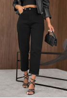 Spodnie jeansowe mom fit z paskiem Soft Fog czarne