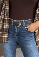 Spodnie jeansowe skinny z paskiem Let Me See niebieskie