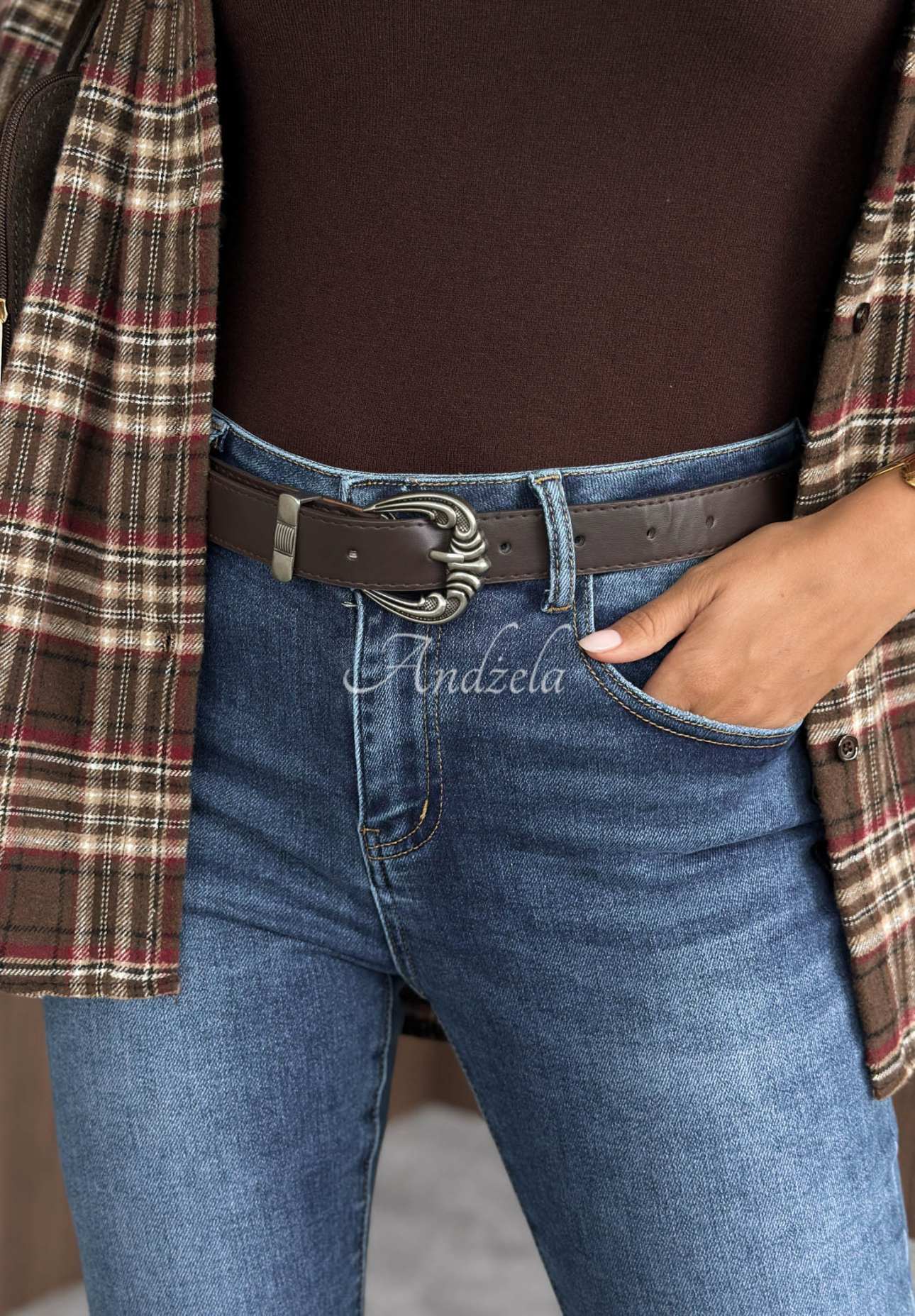 Let Me See Blue Skinny Jeans with a Belt