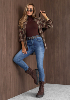 Spodnie jeansowe skinny z paskiem Let Me See niebieskie