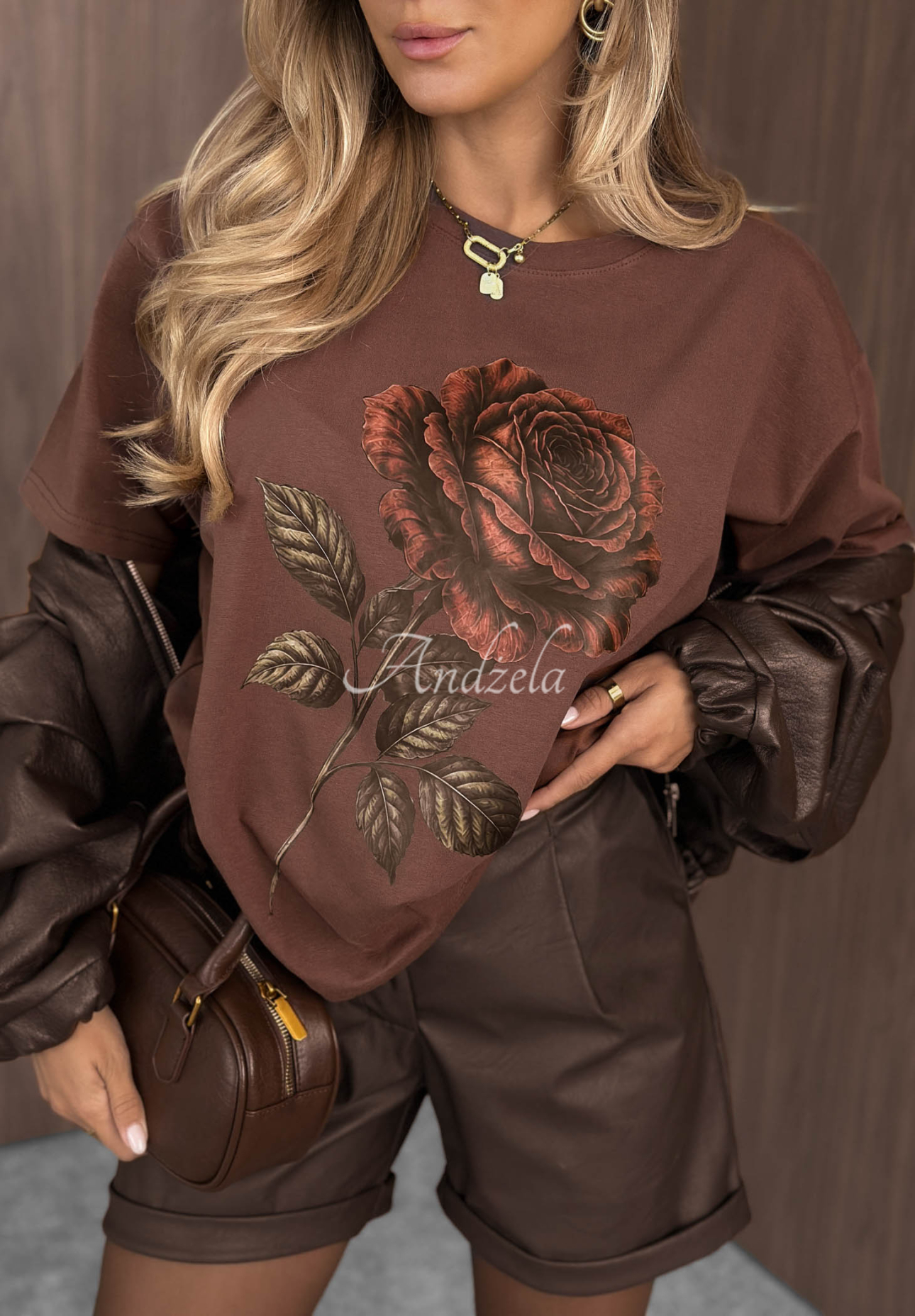 Rosie Me Chocolate-Colored Printed Cotton T-Shirt