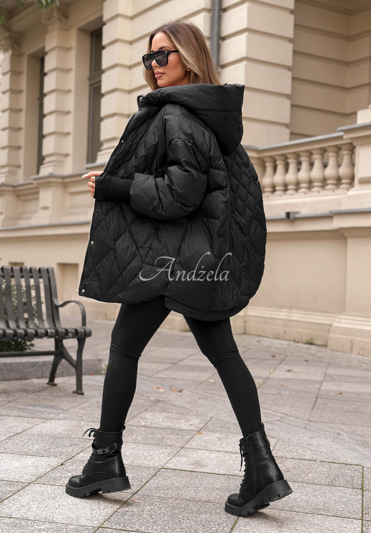 Amber Frost Black Hooded Down Jacket