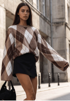 Sweter dzwonek w romby Fluffy Dream czekoladowy