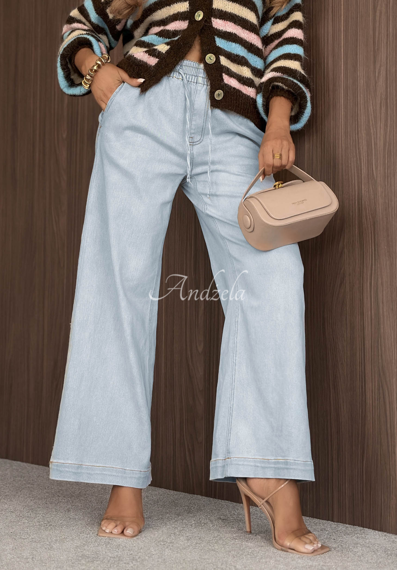 Spodnie jeansowe wide leg Cool Days jasnoniebieskie