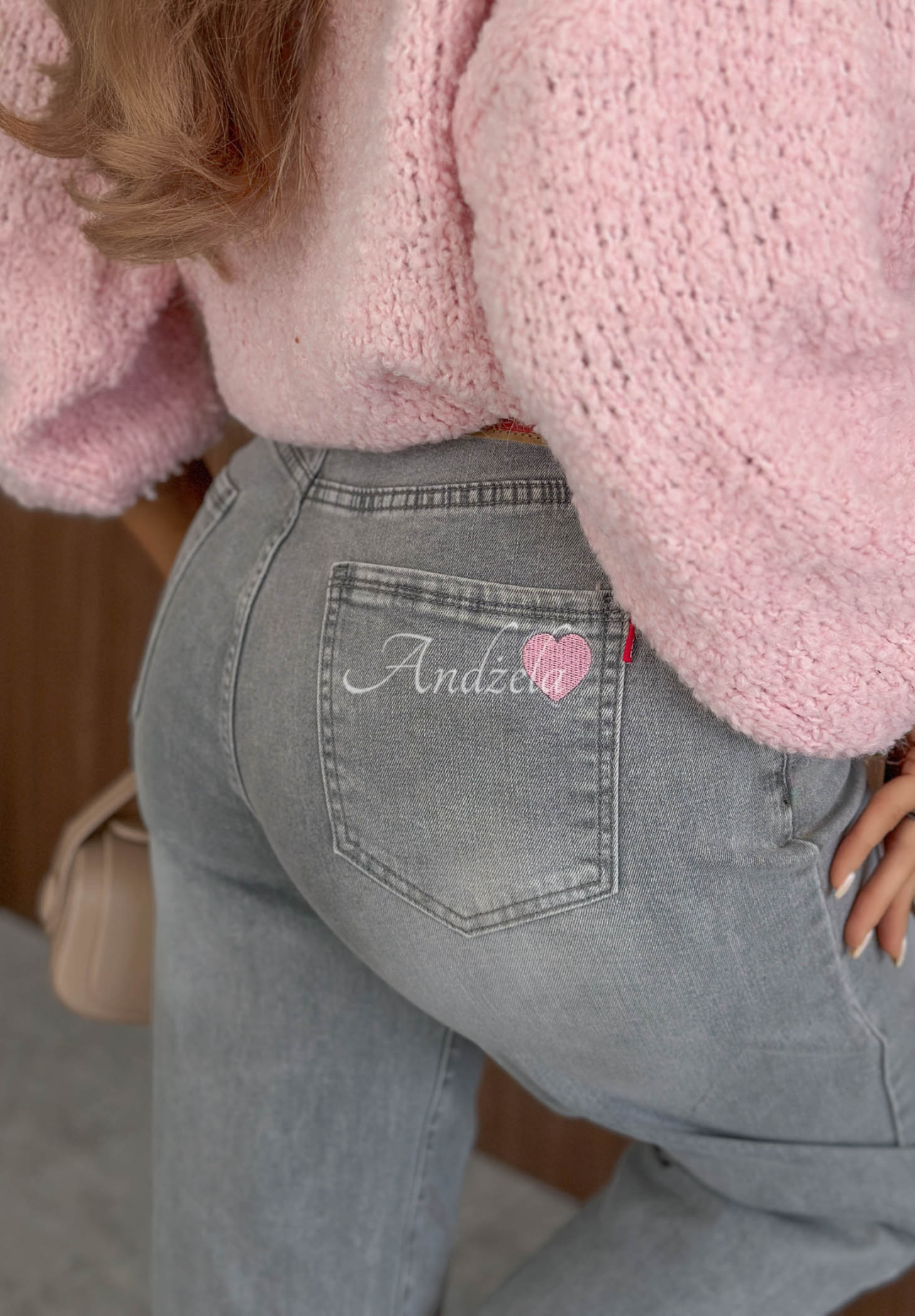Spodnie jeansowe mom fit Timeless Style jasnoszare