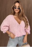 Krótki kardigan oversize z zapięciem Velvet Morning czekoladowy