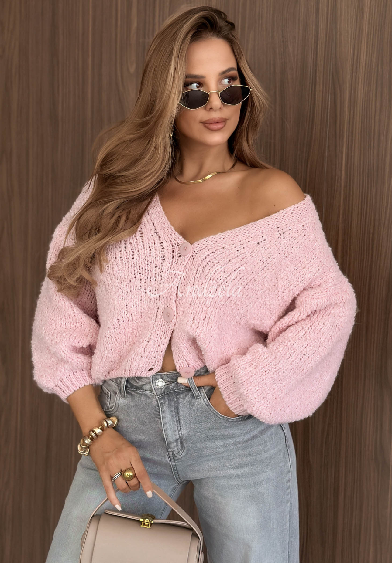 Oversized Cardigan with Wool and Alpaca, Velvet Morning Pink