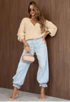 Krótki kardigan oversize z zapięciem Velvet Morning czekoladowy
