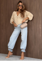 Krótki kardigan oversize z zapięciem Velvet Morning czekoladowy