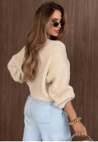 Krótki kardigan oversize z zapięciem Velvet Morning czekoladowy