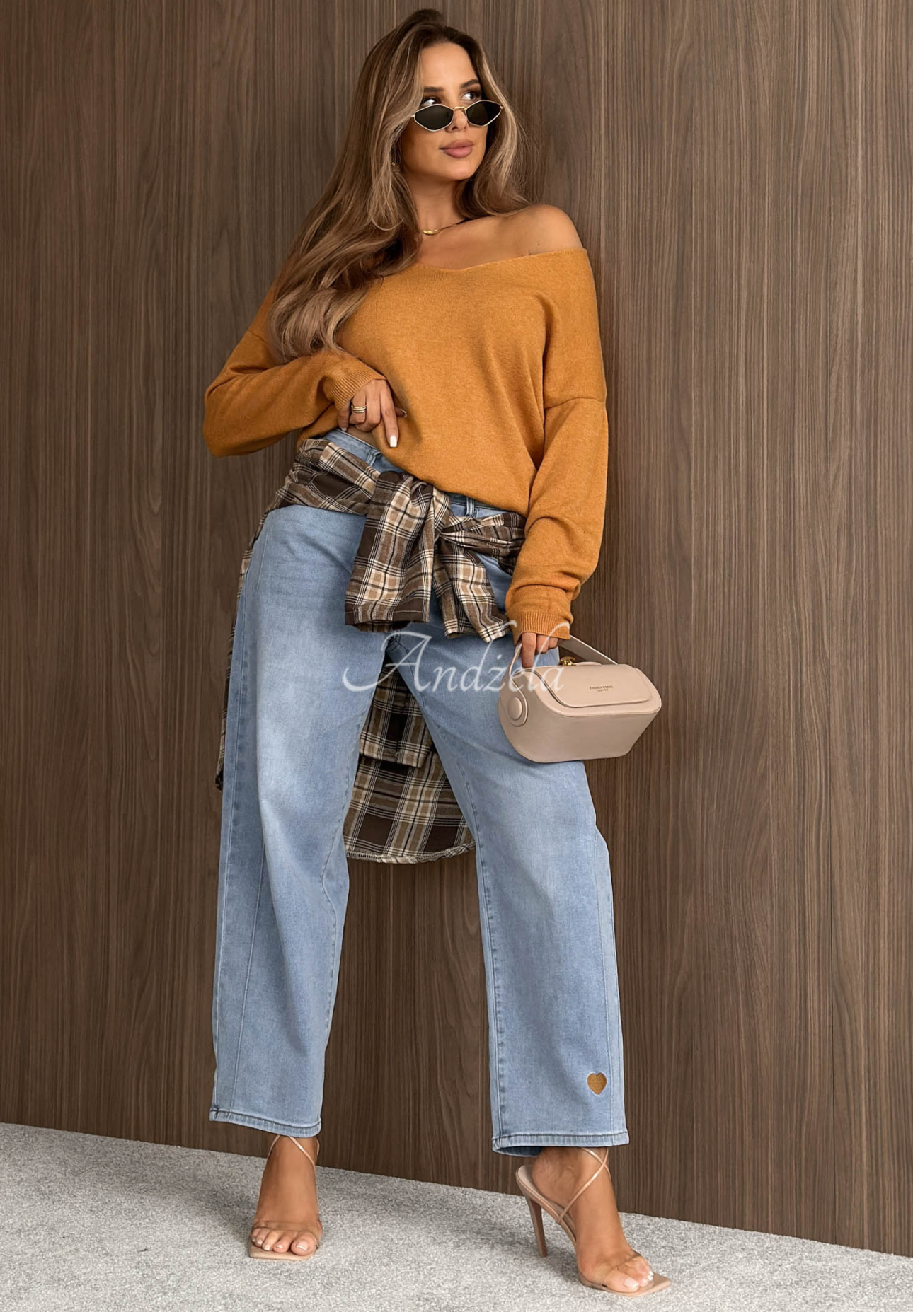 Lightweight Sensibility mustard sweater with a neckline