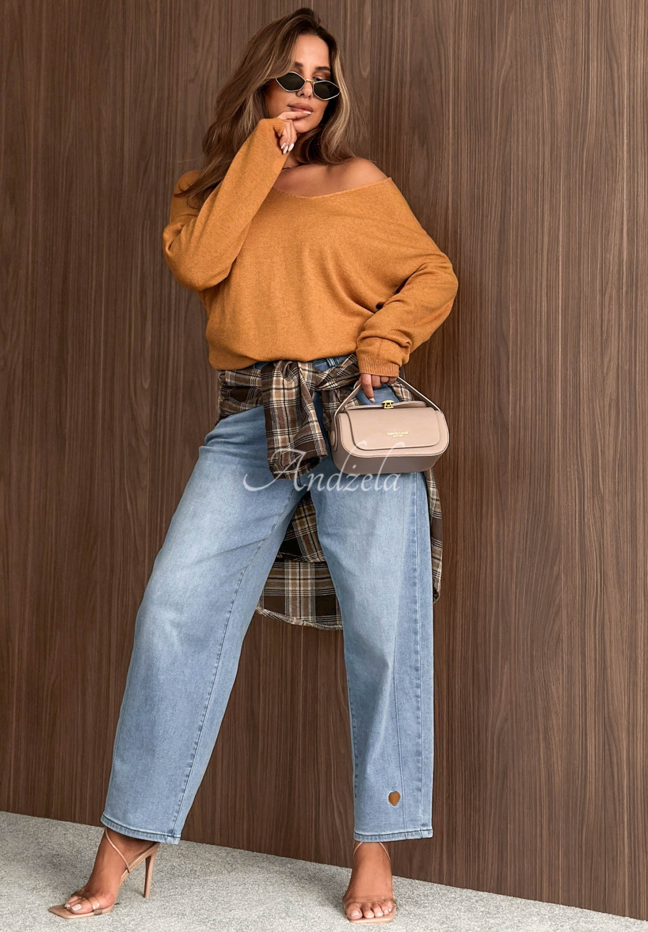 Lightweight Sensibility mustard sweater with a neckline