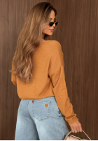 Lekki sweter z dekoltem Sensibility musztardowy