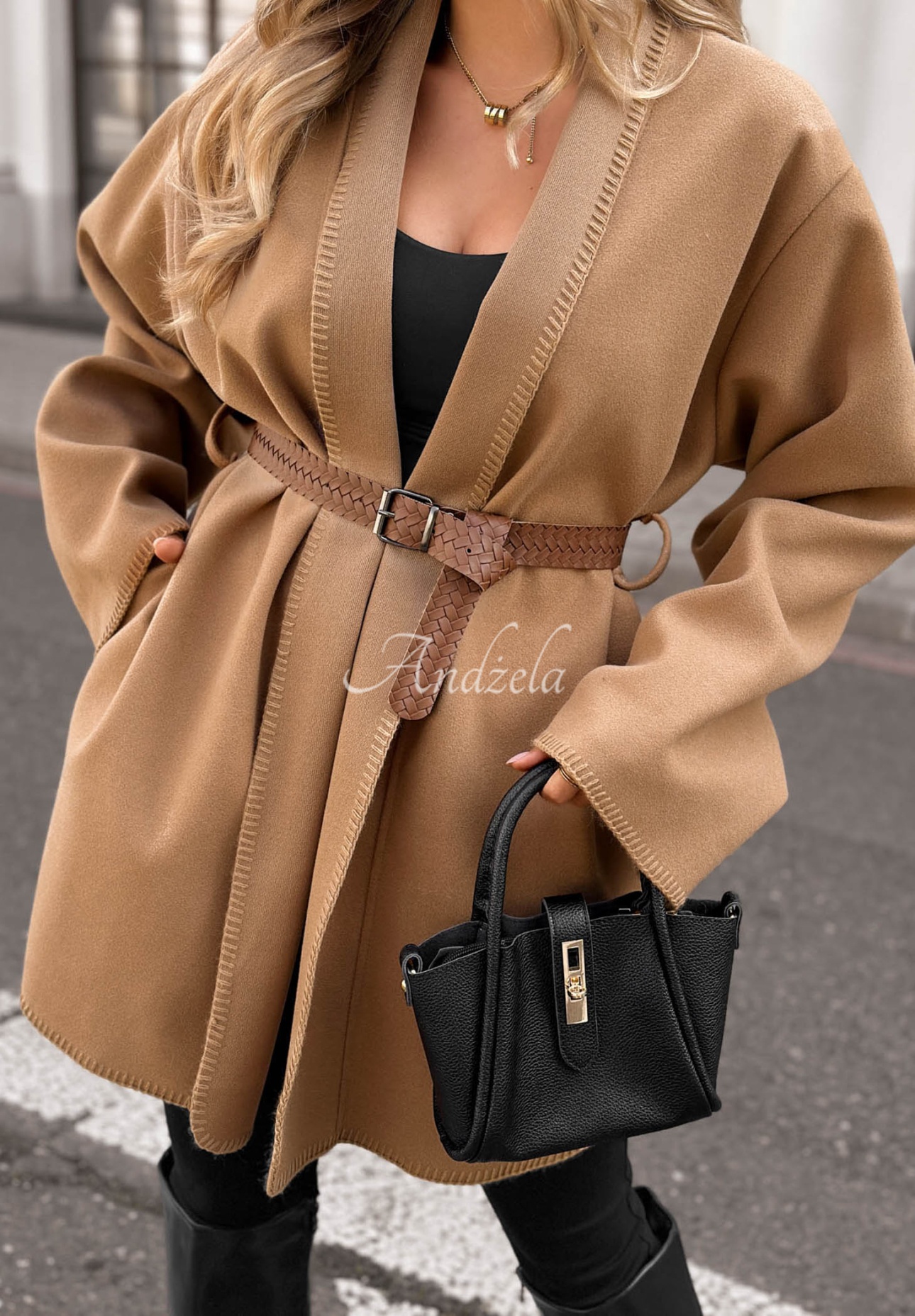Keep Dreaming Lightweight Coat with Belt in Camel
