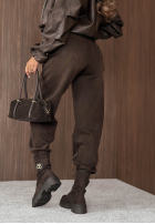 Spodnie jeansowe mom fit z paskiem Just A Thought jasnoczekoladowe