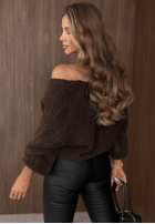 Krótki kardigan oversize z zapięciem Velvet Morning czekoladowy