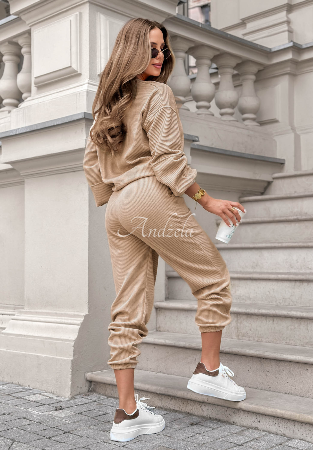 Beige Living Soft cotton corduroy sweatsuit set (sweatshirt and pants)