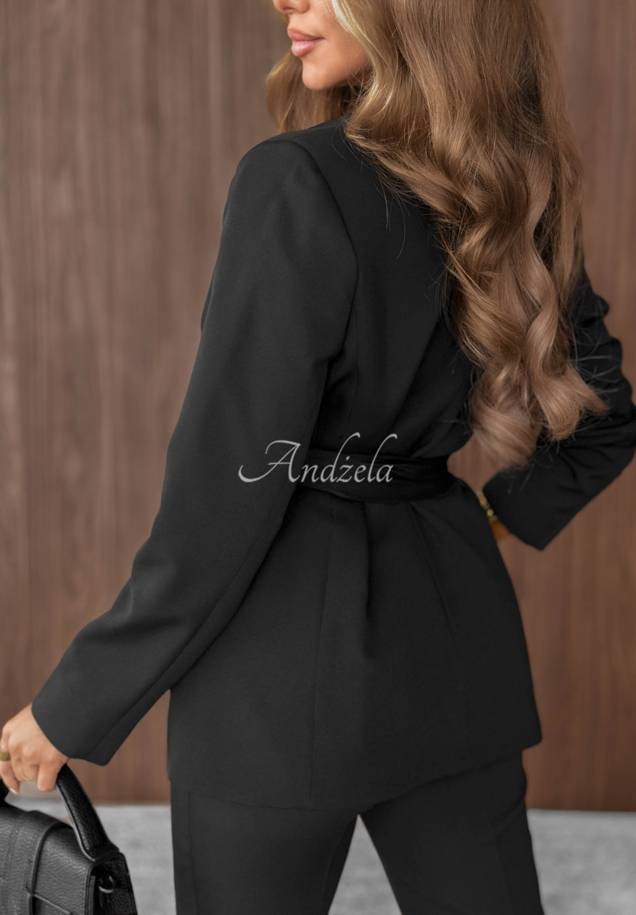 Elegant black Timeless Grace viscose double-breasted blazer