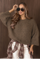 Sweter z bufiastymi rękawami Maybe Never mokka