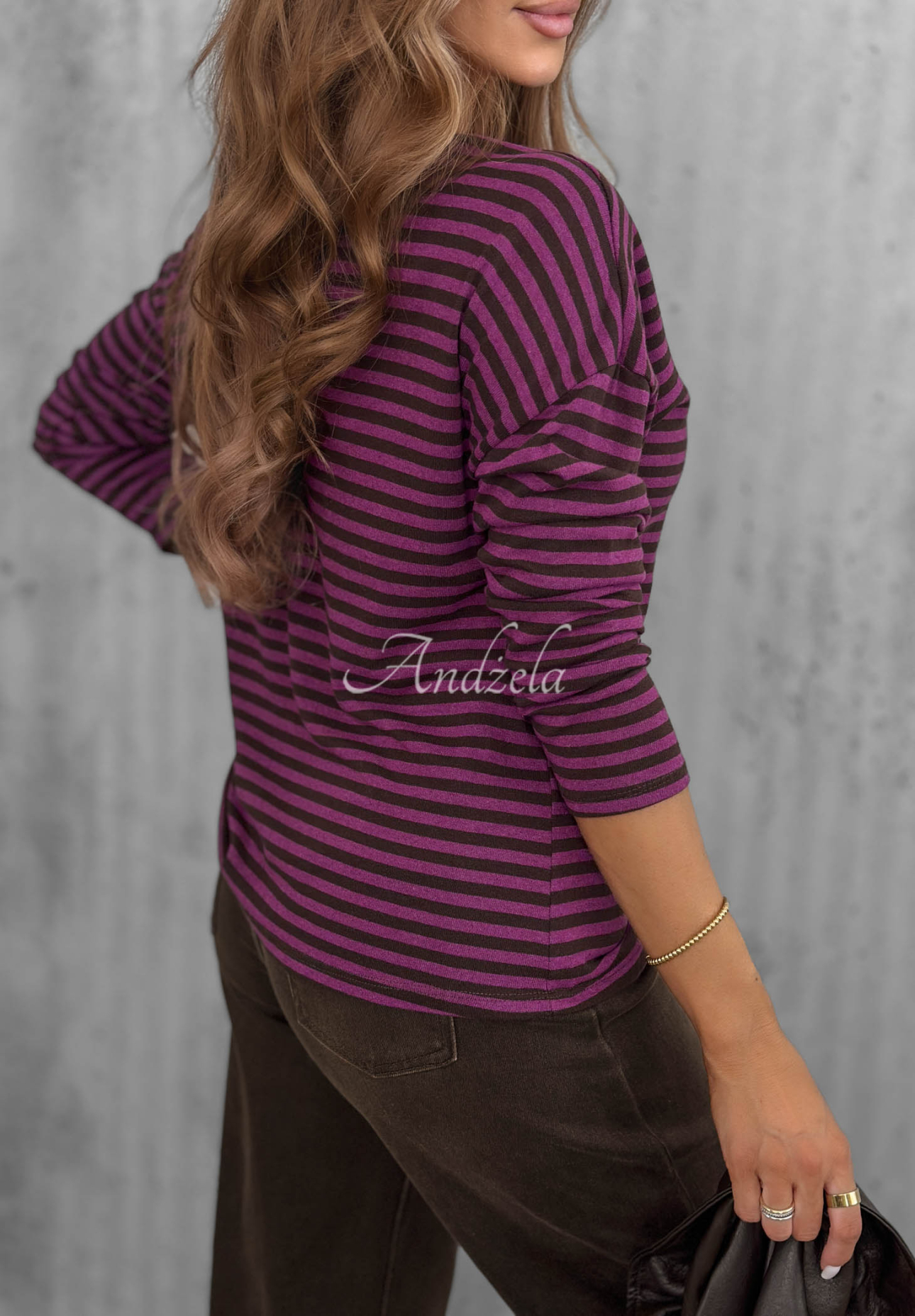 Lovely Autumn Blueberry Striped Cotton Sweater