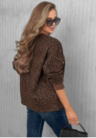 Sweter w panterkę i serduszka Romantic Autumn czekoladowy