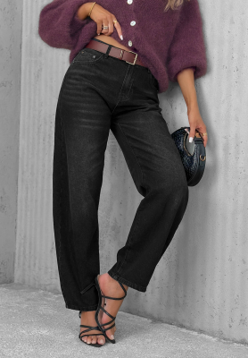 Nothing Serious Black Balloon-Fit Jeans with a Belt