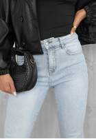 Spodnie jeansowe dzwony z kryształkami Stardust Jeans jasnoniebieskie