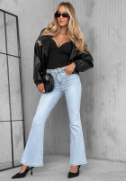 Spodnie jeansowe dzwony z kryształkami Stardust Jeans jasnoniebieskie
