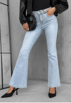 Spodnie jeansowe dzwony z kryształkami Stardust Jeans jasnoniebieskie
