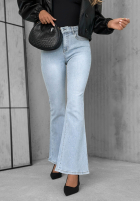 Spodnie jeansowe dzwony z kryształkami Stardust Jeans jasnoniebieskie