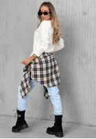 Bawełniana bluzka z długim rękawem Simple Chic ecru