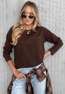 Simple Chic Long-Sleeved Cotton Blouse in Chocolate Brown