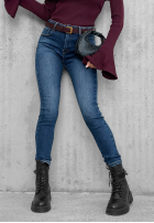 Spodnie jeansowe skinny z paskiem For No Reason niebieskie