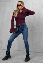 Spodnie jeansowe skinny z paskiem For No Reason niebieskie