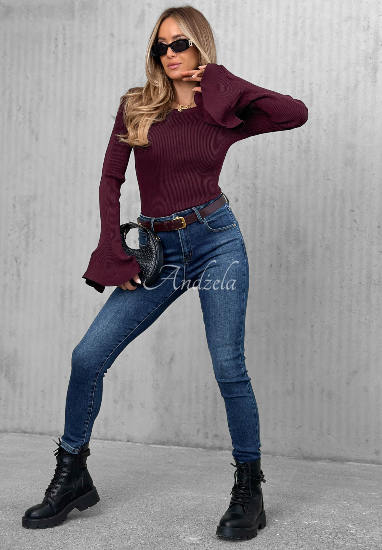 For No Reason Blue Skinny Jeans with a Belt