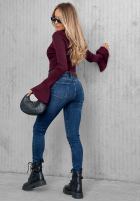 Spodnie jeansowe skinny z paskiem For No Reason niebieskie