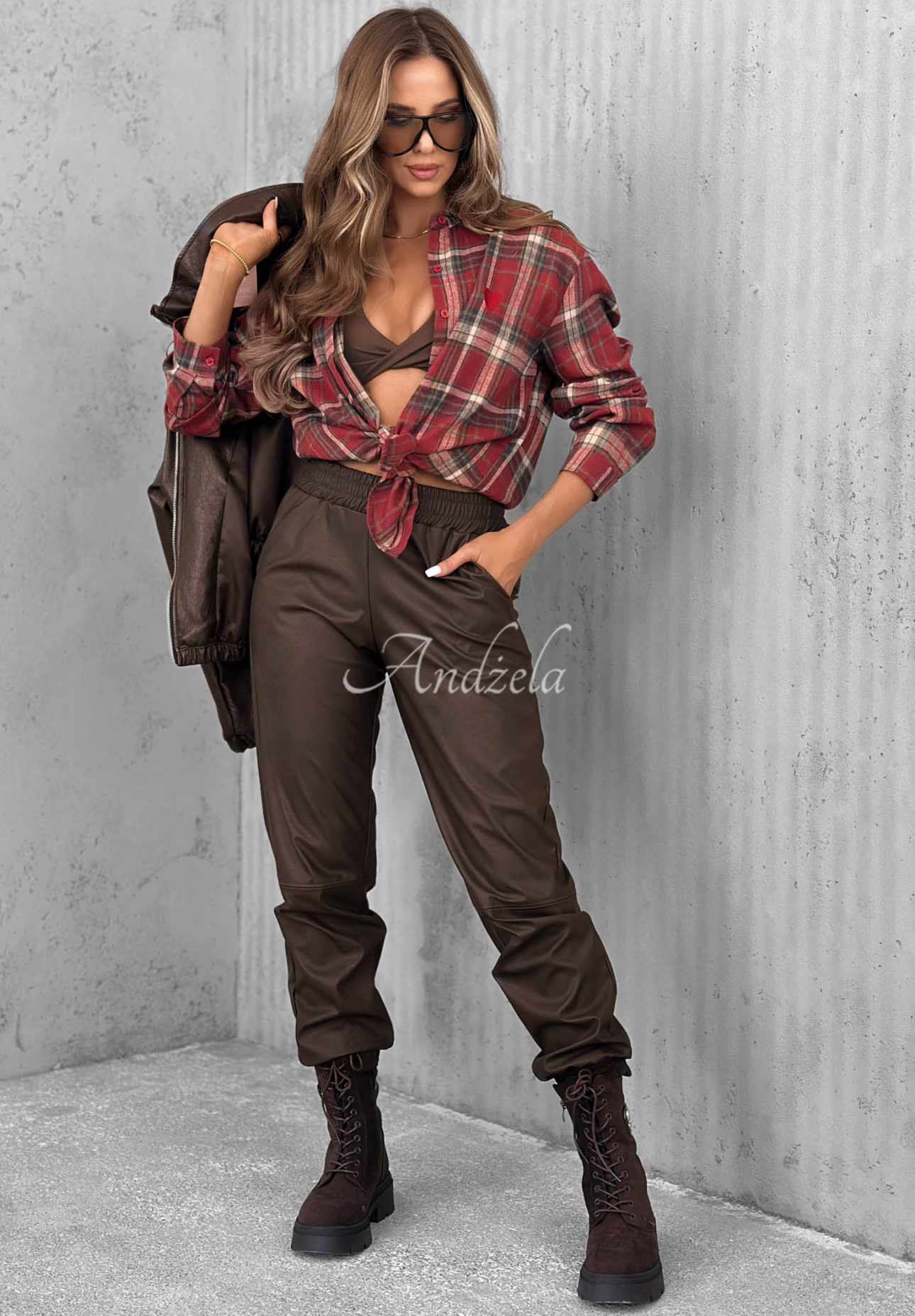 Cinnamon Dream Red Checkered Cotton Shirt with a Heart