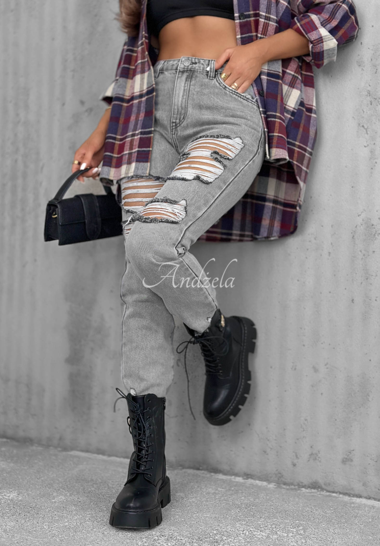 Chase Me Gray Skinny Jeans with Distressed Details