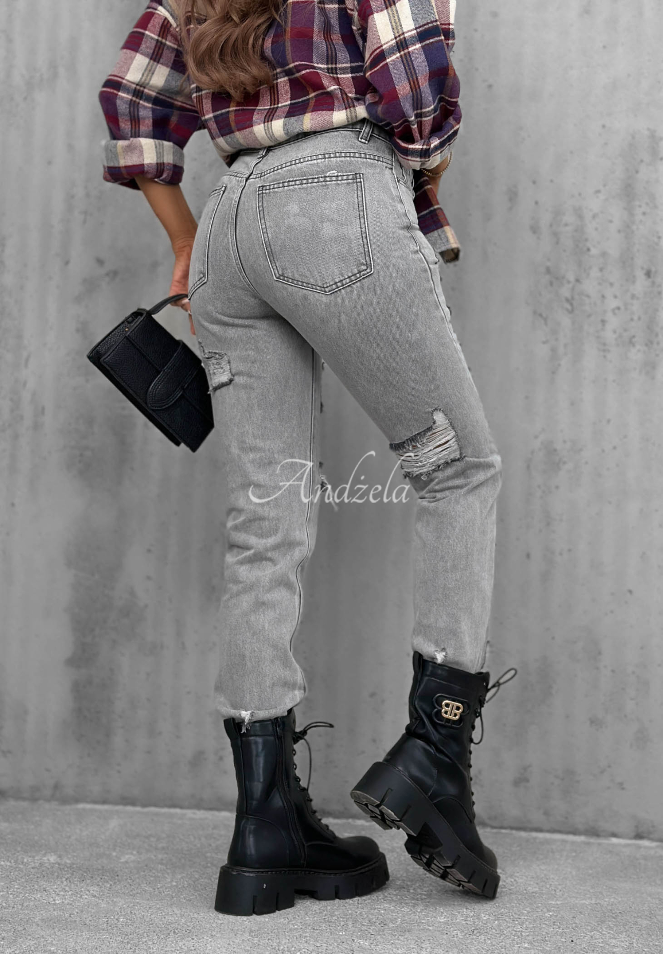 Spodnie jeansowe skinny z przetarciami Chase Me szare