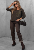 Bluzka longsleeve z nadrukiem Golden Rossa burgundowa
