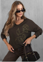 Bluzka longsleeve z nadrukiem Golden Rossa burgundowa