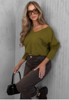 Bluzka longsleeve z dekoltem w serek Daily Style burgundowa