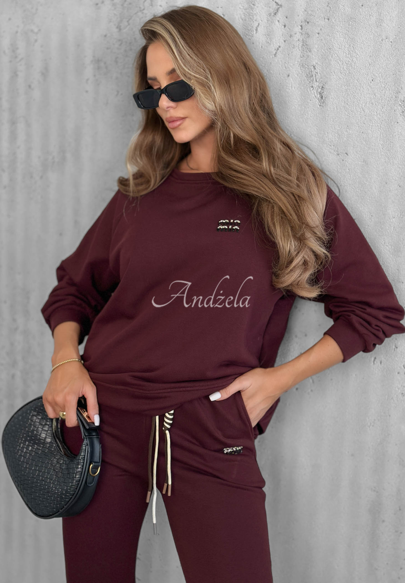 Misty Melody Plum-Colored Cotton Sweatsuit Set