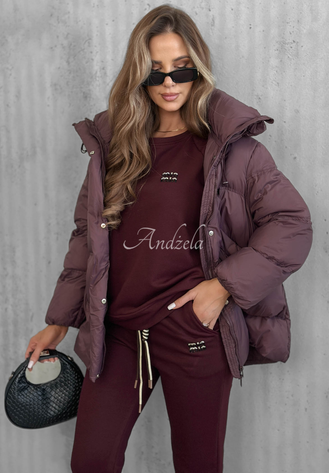 Misty Melody Plum-Colored Cotton Sweatsuit Set