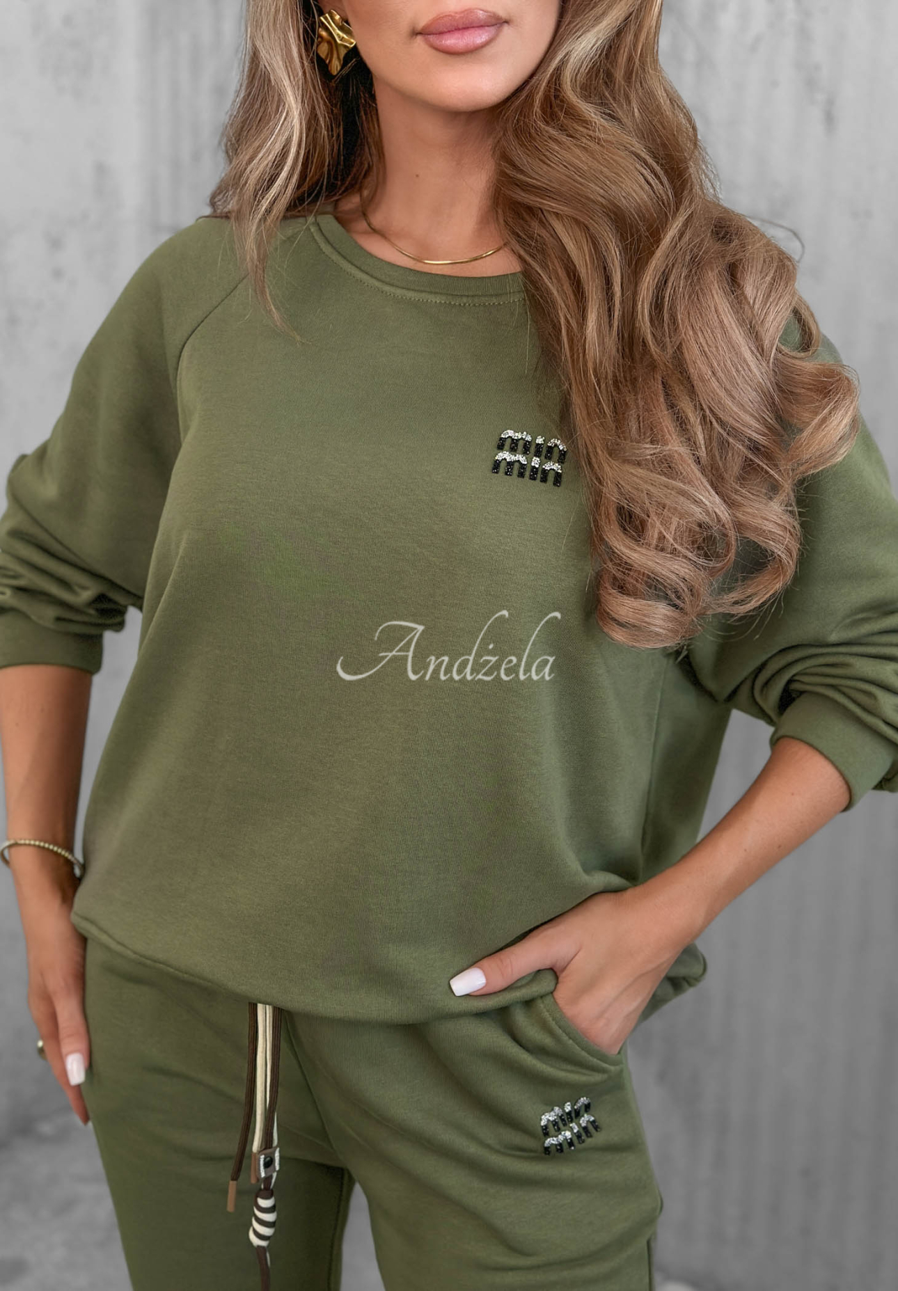 Bawełniany komplet dresowy Misty Melody khaki