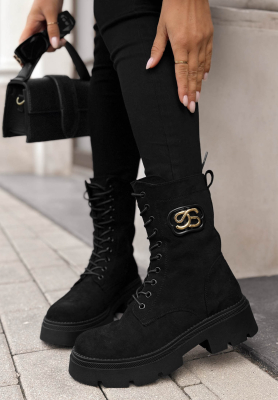 Velvet Season Black Suede Lace-Up Ankle Boots