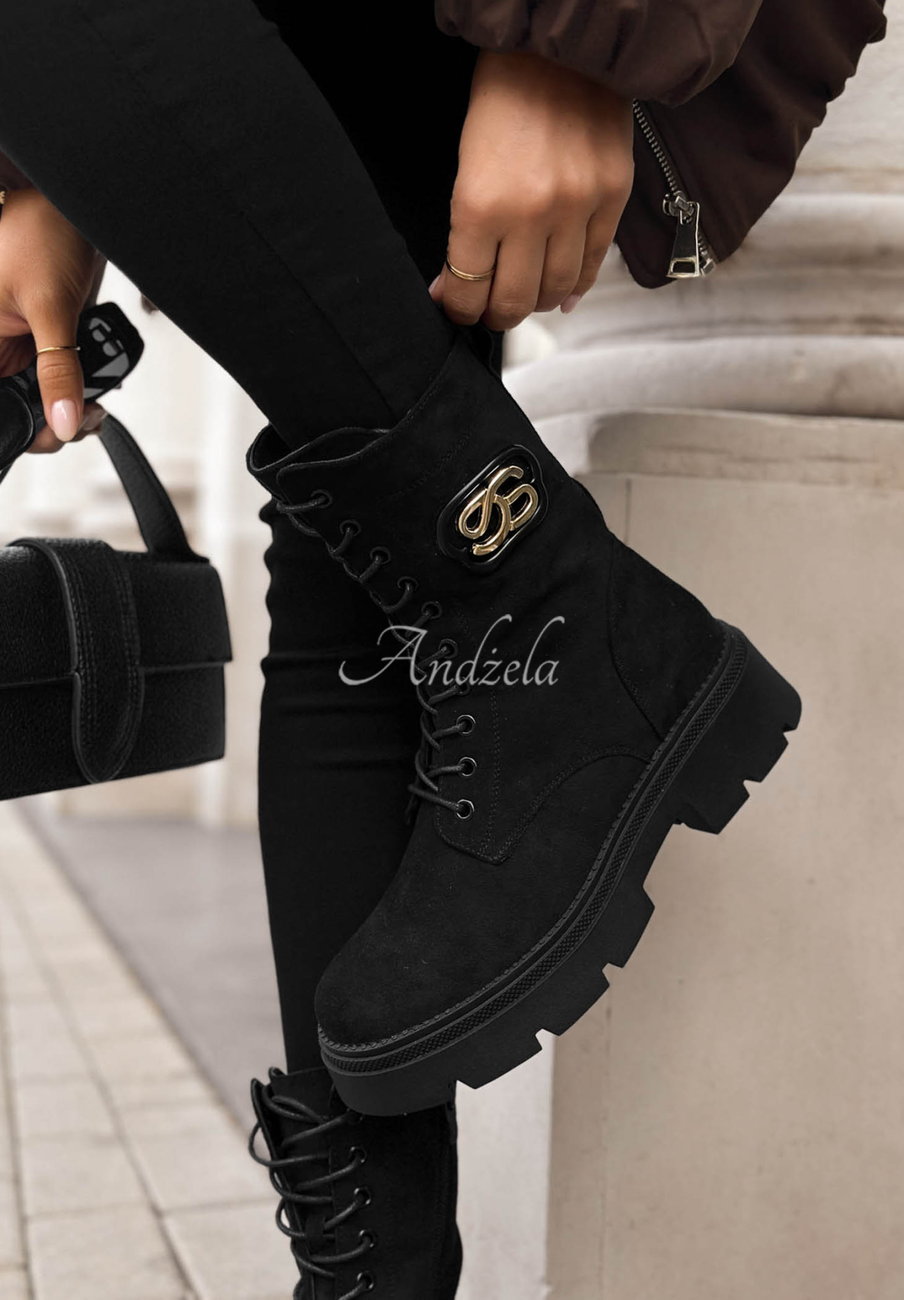 Velvet Season Black Suede Lace-Up Ankle Boots